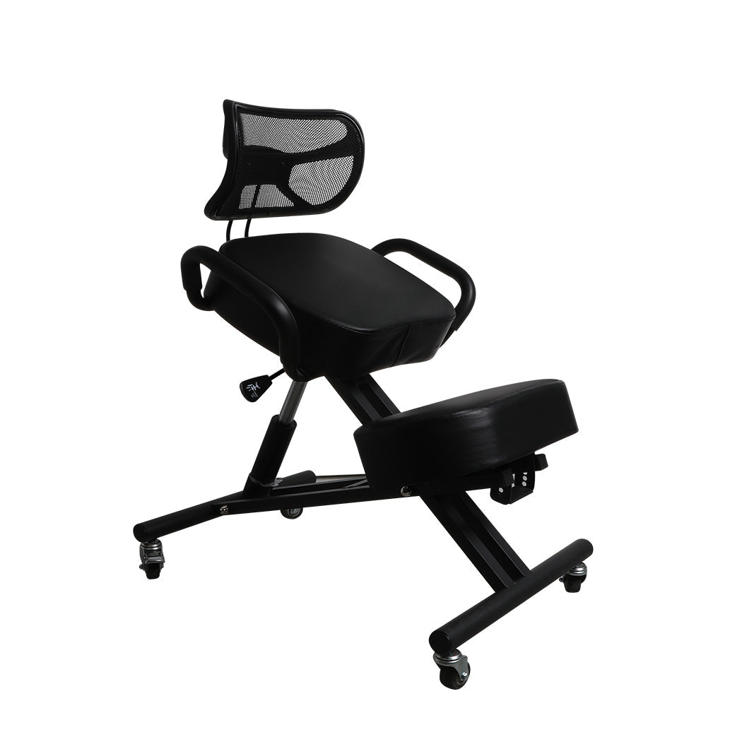Ergonomic Kneeling Office Chair with Adjustable Height and Mesh Backrest - Black - Rivercity House & Home Co. (ABN 18 642 972 209) - Affordable Modern Furniture Australia