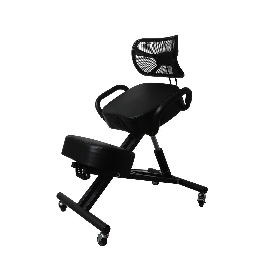 Ergonomic Kneeling Office Chair with Adjustable Height and Mesh Backrest - Black - Rivercity House & Home Co. (ABN 18 642 972 209) - Affordable Modern Furniture Australia