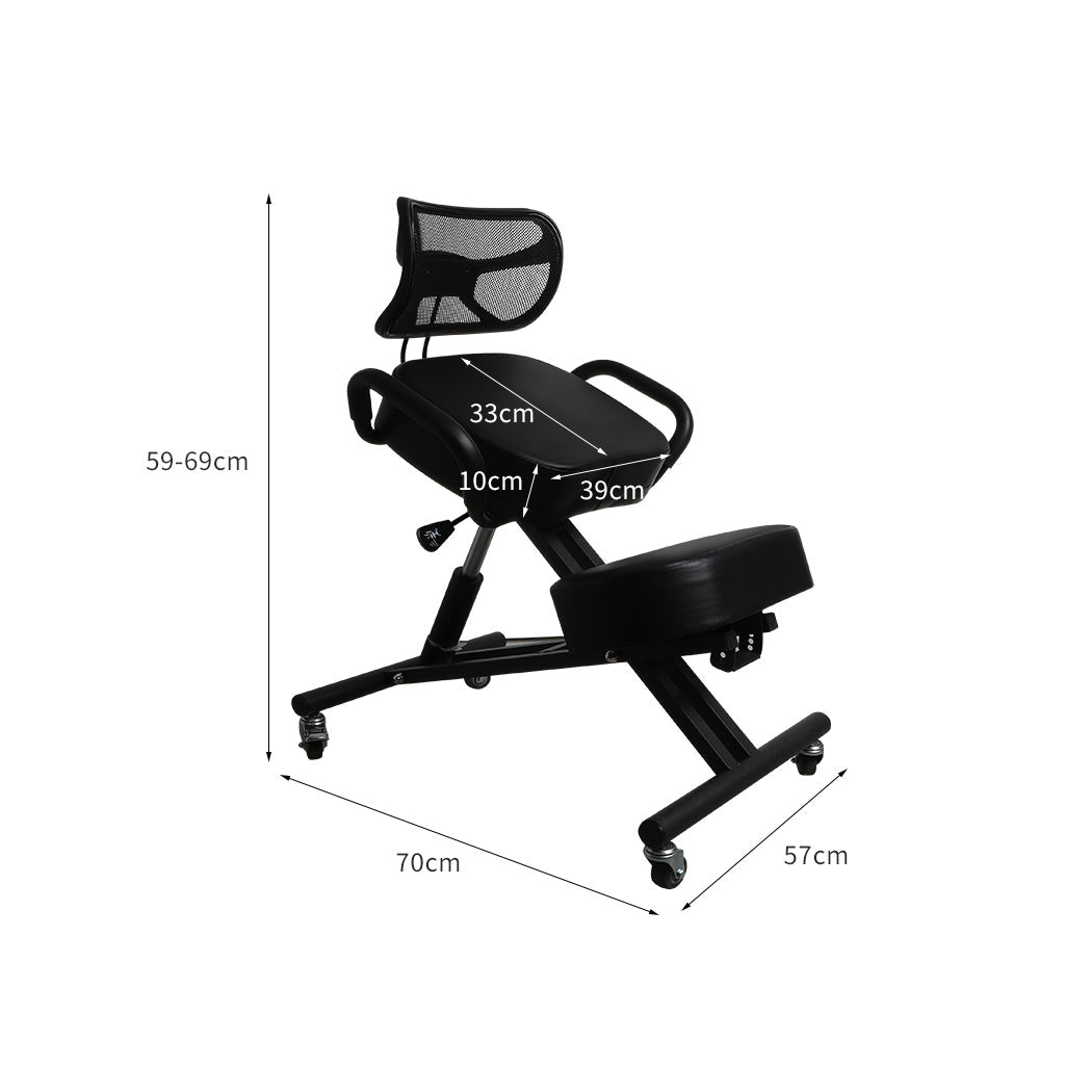 Ergonomic Kneeling Office Chair with Adjustable Height and Mesh Backrest - Black - Rivercity House & Home Co. (ABN 18 642 972 209) - Affordable Modern Furniture Australia