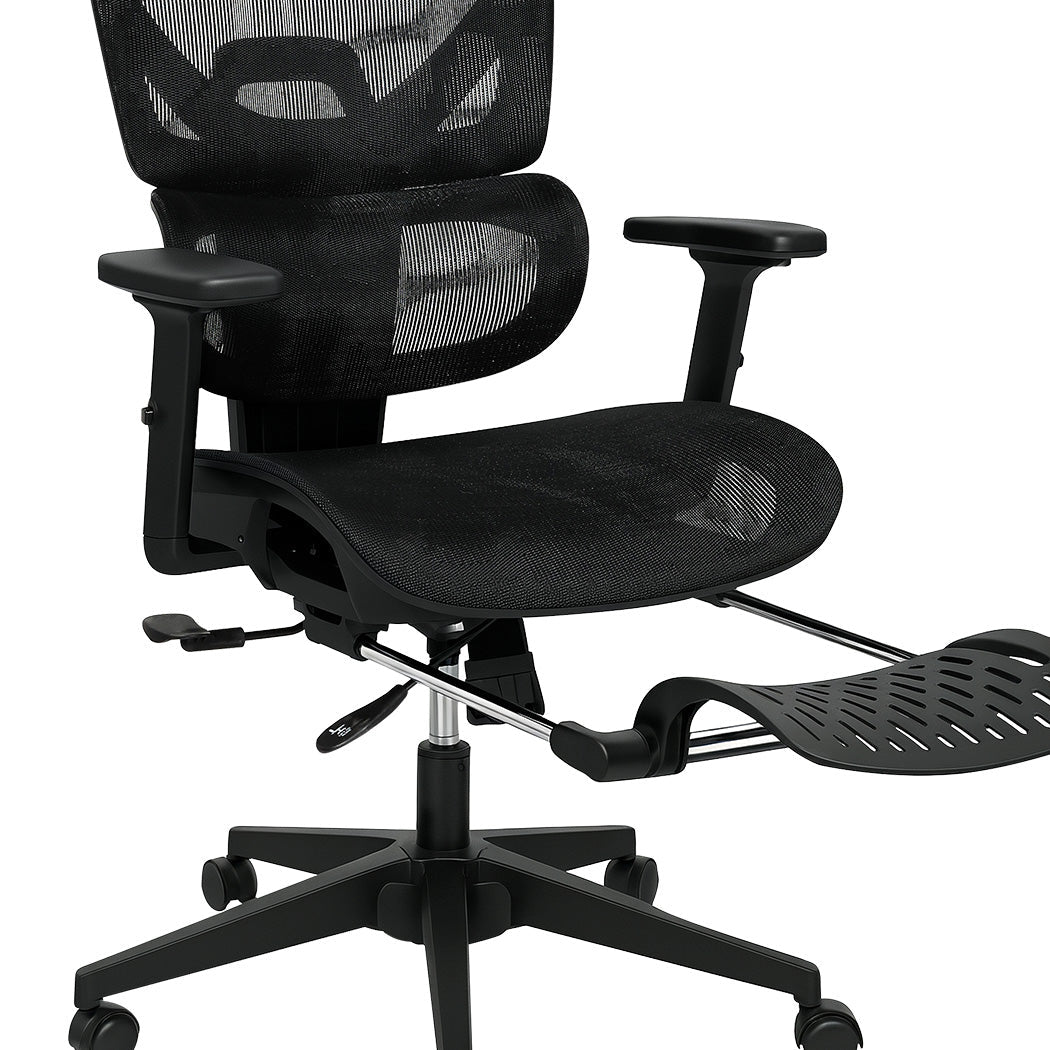 Ergonomic Mesh Executive Office Chair with Footrest - Black - Rivercity House & Home Co. (ABN 18 642 972 209) - Affordable Modern Furniture Australia