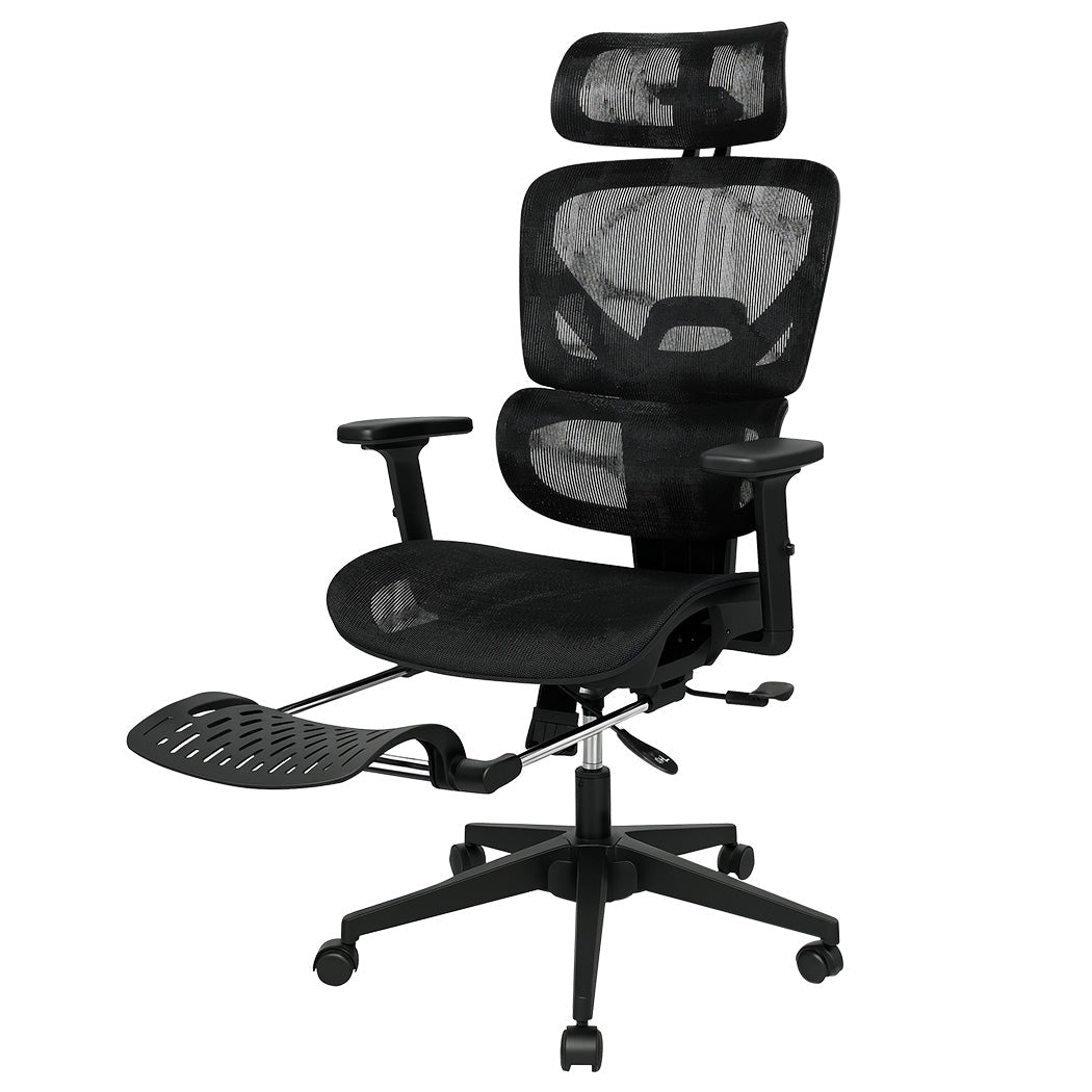 Ergonomic Mesh Executive Office Chair with Footrest - Black - Rivercity House & Home Co. (ABN 18 642 972 209) - Affordable Modern Furniture Australia