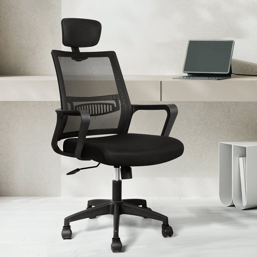 Ergonomic Mesh Office Gaming Executive Chair with Lumbar Support - Black - Rivercity House & Home Co. (ABN 18 642 972 209) - Affordable Modern Furniture Australia