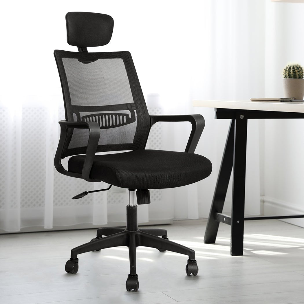 Ergonomic Mesh Office Gaming Executive Chair with Lumbar Support - Black - Rivercity House & Home Co. (ABN 18 642 972 209) - Affordable Modern Furniture Australia