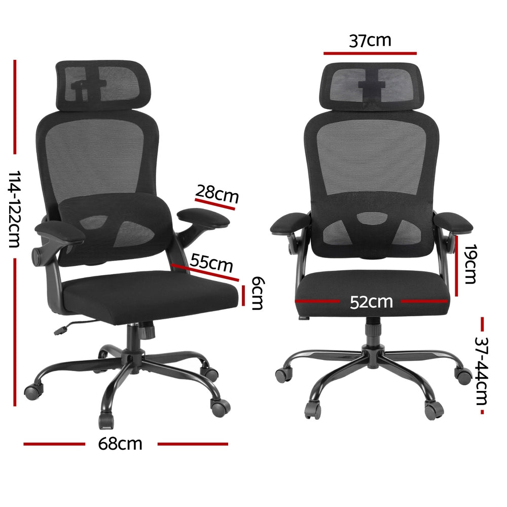 Ergonomic Office Chair Mesh Chairs Black - Furniture > Office > Office & Desk Chairs - Rivercity House & Home Co. (ABN 18 642 972 209) - Affordable Modern Furniture Australia