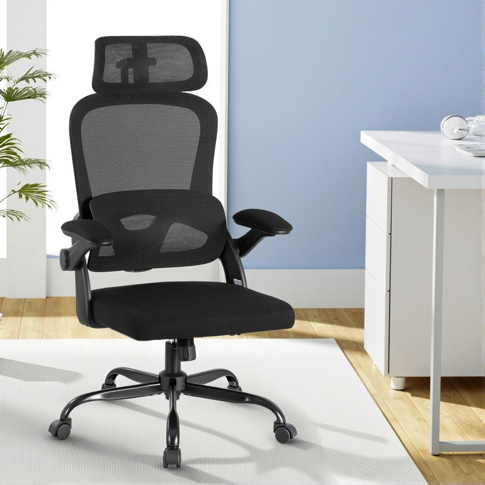 Ergonomic Office Chair Mesh Chairs Black - Furniture > Office > Office & Desk Chairs - Rivercity House & Home Co. (ABN 18 642 972 209) - Affordable Modern Furniture Australia