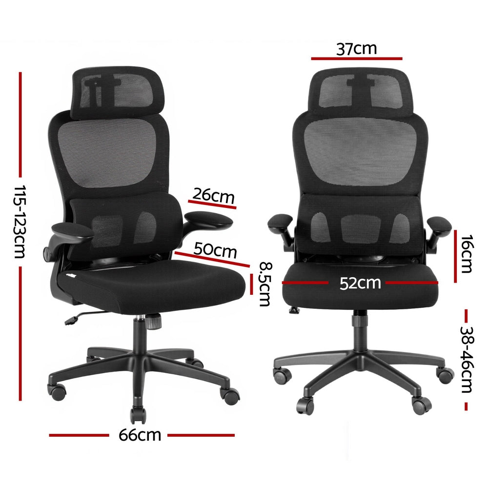 Ergonomic Office Chair Mesh Chairs Black - Furniture > Office > Office & Desk Chairs - Rivercity House & Home Co. (ABN 18 642 972 209) - Affordable Modern Furniture Australia
