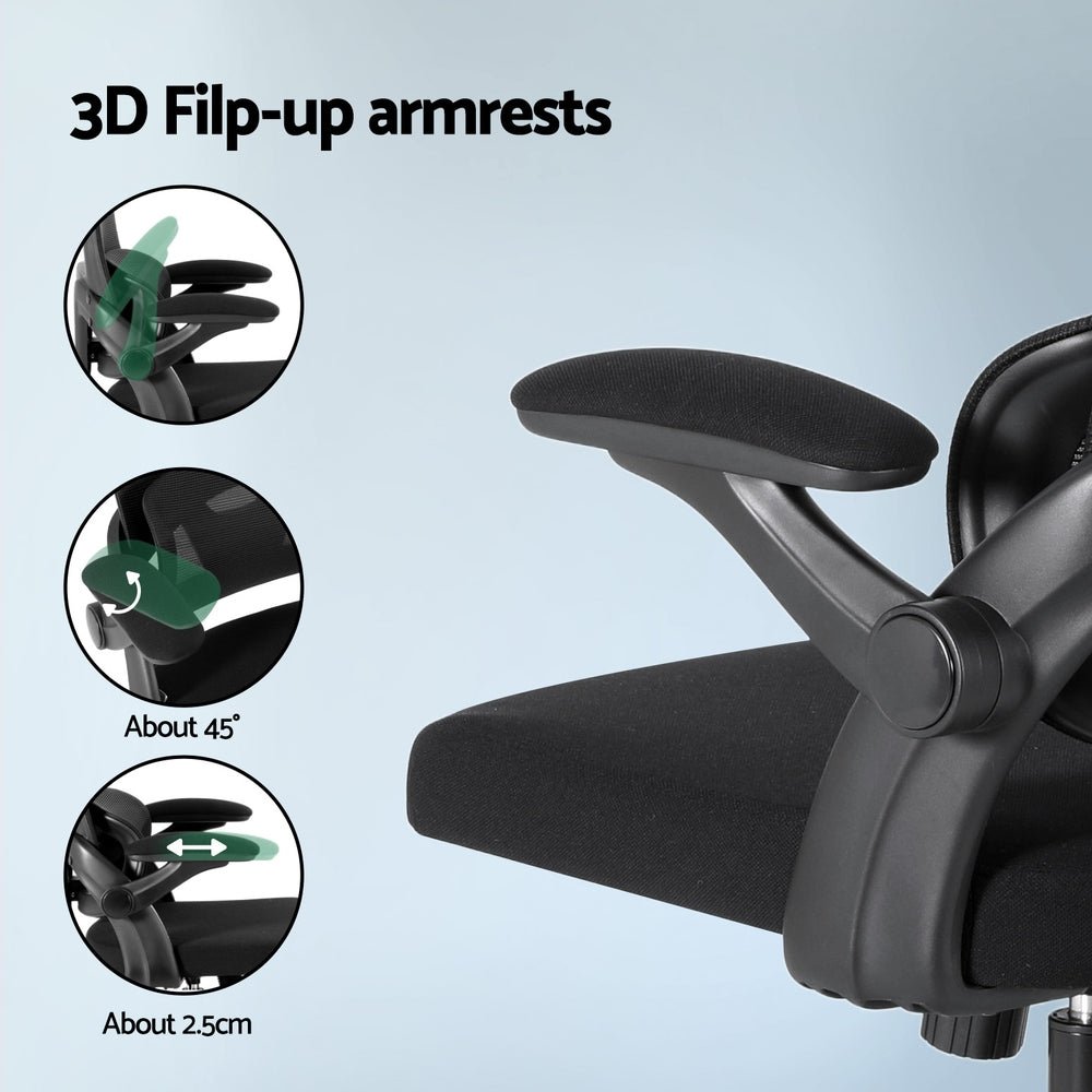 Ergonomic Office Chair Mesh Chairs Black - Furniture > Office > Office & Desk Chairs - Rivercity House & Home Co. (ABN 18 642 972 209) - Affordable Modern Furniture Australia