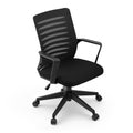 Ergonomic Mid-Back Mesh Office Chair with Lumbar Support, Height Adjustable Swivel - Black