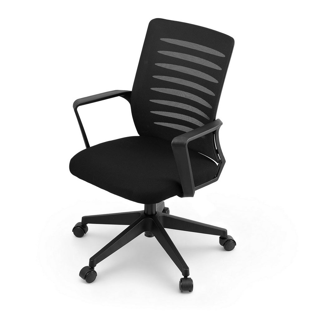 Ergonomic Office Chair Mesh Computer Desk Chairs with Lumbar Support, Height Adjustment Swivel Chair Mid Back for Home Office Study, Black - Furniture > Office > Office & Desk Chairs - Rivercity House & Home Co. (ABN 18 642 972 209) - Affordable Modern Furniture Australia