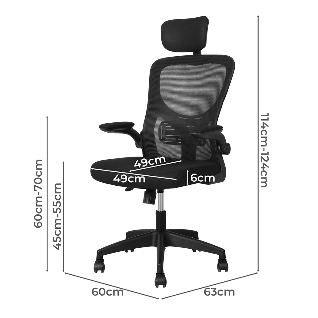 Ergonomic Office Mesh Gaming Executive Chair - Black - Rivercity House & Home Co. (ABN 18 642 972 209) - Affordable Modern Furniture Australia