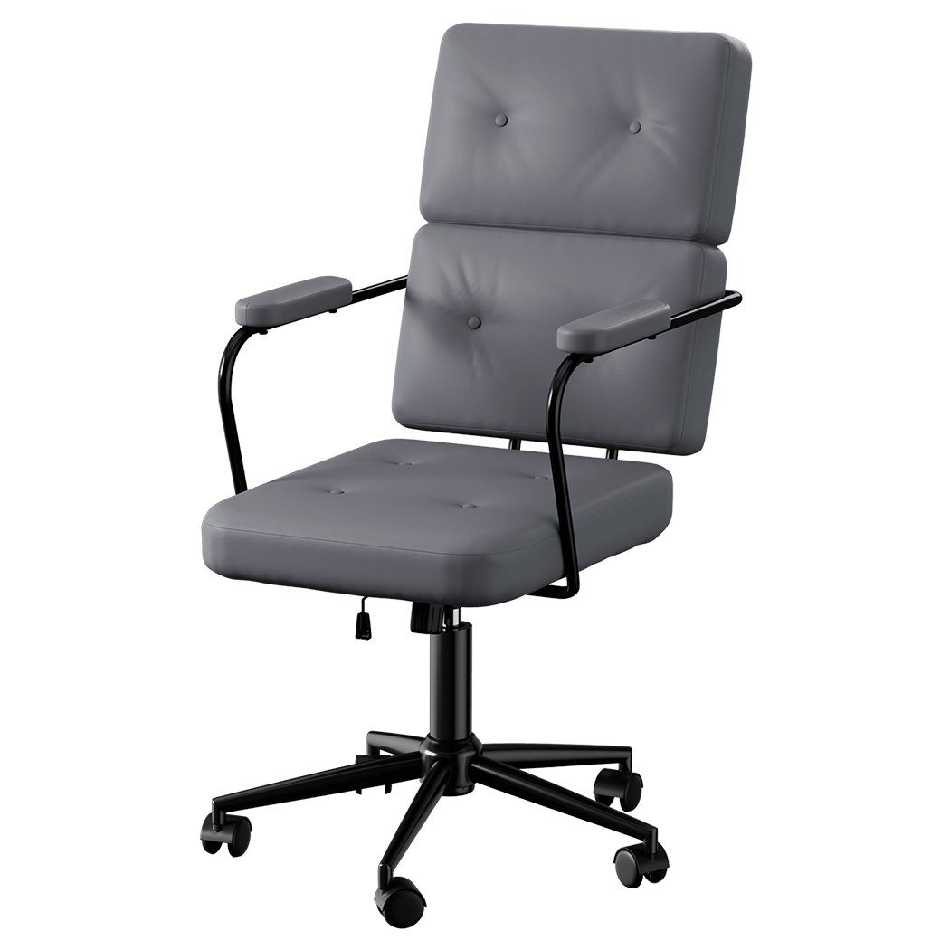 Ergonomic PU Leather Office Computer Chair with Adjustable Height - Grey - Rivercity House & Home Co. (ABN 18 642 972 209) - Affordable Modern Furniture Australia
