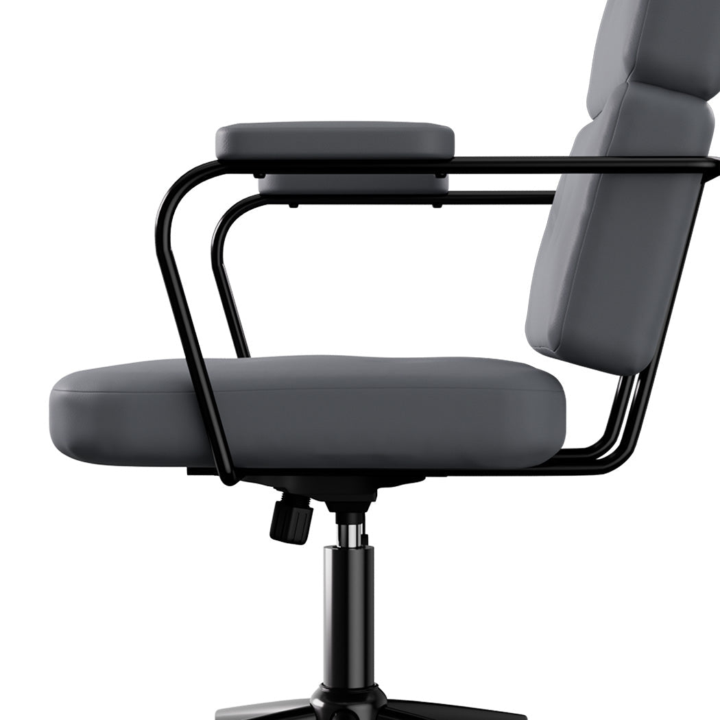Ergonomic PU Leather Office Computer Chair with Adjustable Height - Grey - Rivercity House & Home Co. (ABN 18 642 972 209) - Affordable Modern Furniture Australia