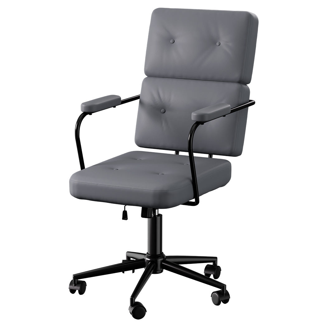 Ergonomic PU Leather Office Computer Chair with Adjustable Height - Grey - Rivercity House & Home Co. (ABN 18 642 972 209) - Affordable Modern Furniture Australia