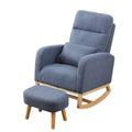 Ergonomic Rocking Chair and Ottoman Footrest with Side Pocket - Navy