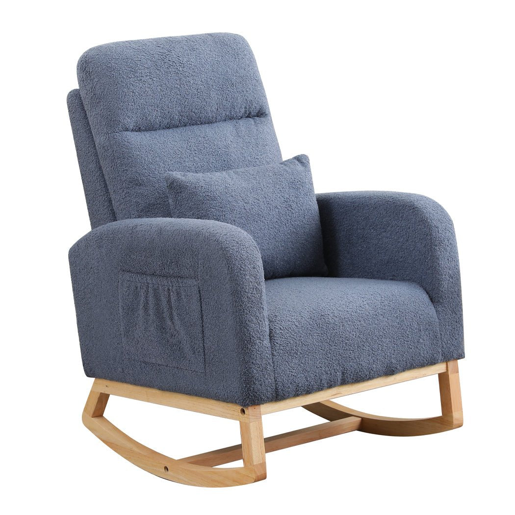 Ergonomic Rocking Chair and Ottoman Footrest with Side Pocket - Navy - Rivercity House & Home Co. (ABN 18 642 972 209) - Affordable Modern Furniture Australia