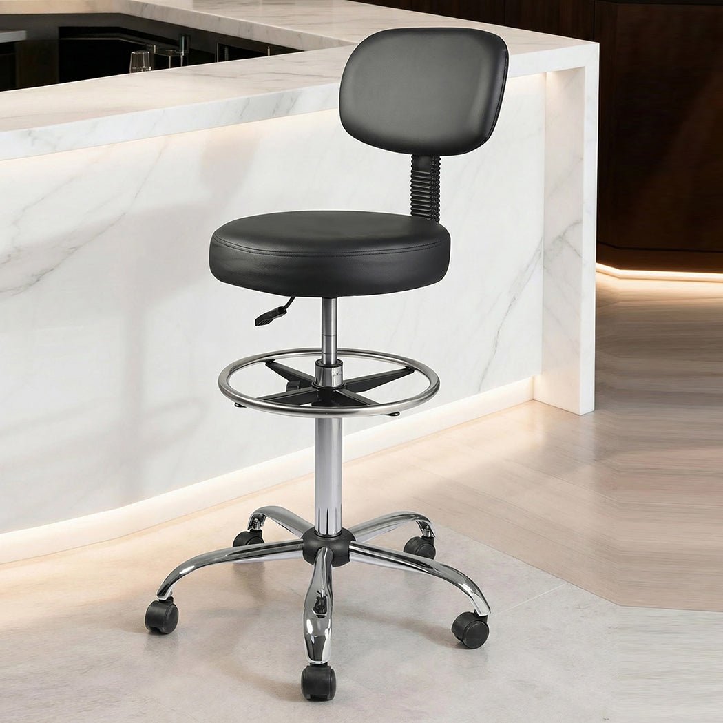 Ergonomic Swivel Office Chair with Adjustable Height, Footrest & Backrest - Black - Rivercity House & Home Co. (ABN 18 642 972 209) - Affordable Modern Furniture Australia