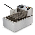 EuroChef Commercial Electric Deep Fryer with Frying Basket and Scoop - Stainless Steel