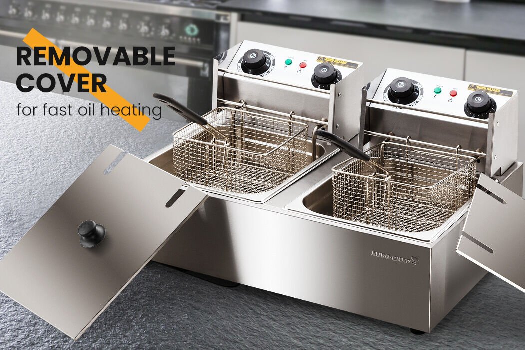 EuroChef Commercial Electric Deep Fryer Twin Frying Basket Chip Cooker Fry - Appliances > Kitchen Appliances > Deep Fryers - Rivercity House & Home Co. (ABN 18 642 972 209) - Affordable Modern Furniture Australia