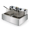 EuroChef Commercial Electric Deep Fryer Twin Basket Chip Cooker - Stainless Steel