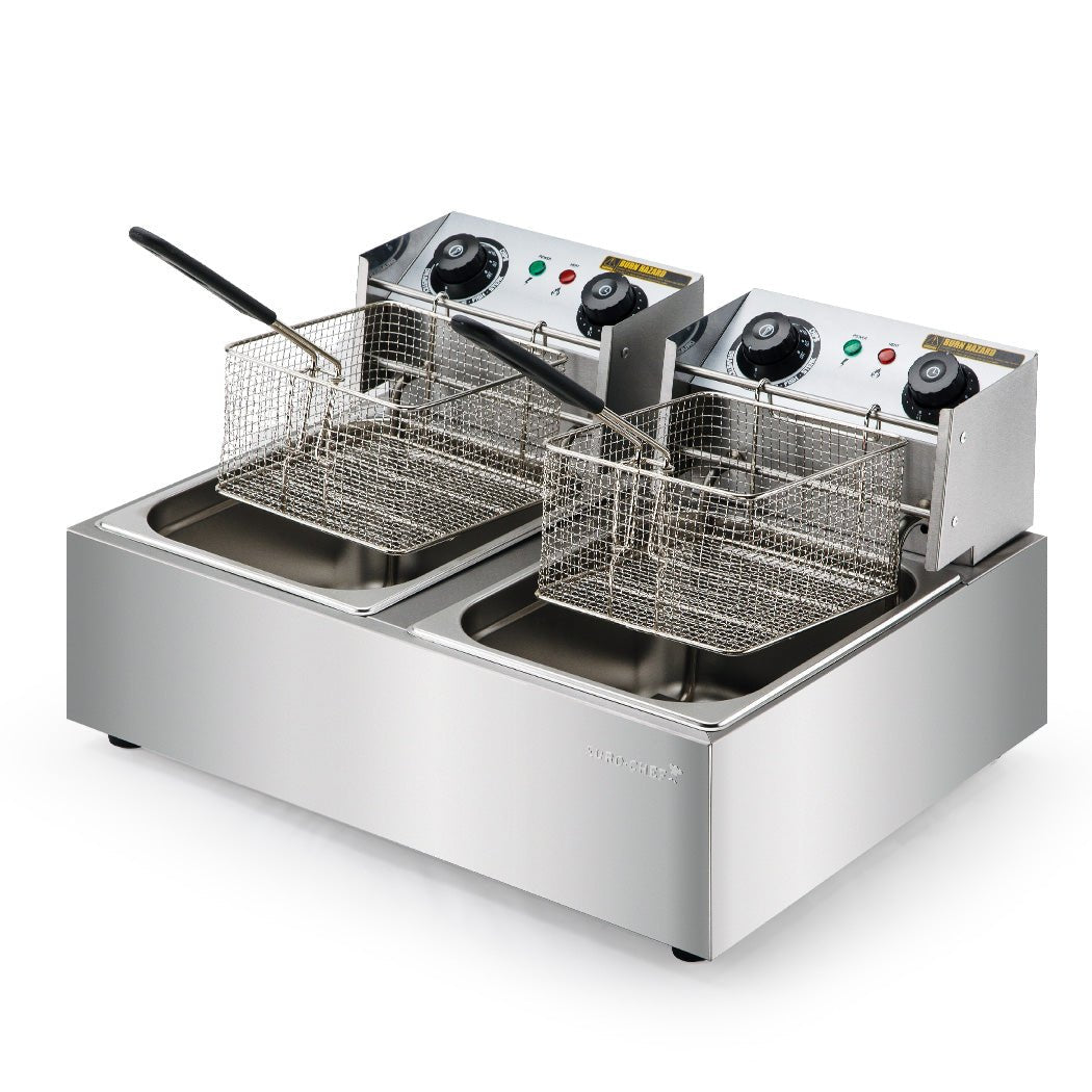 EuroChef Commercial Electric Deep Fryer Twin Frying Basket Chip Cooker Fry - Appliances > Kitchen Appliances > Deep Fryers - Rivercity House & Home Co. (ABN 18 642 972 209) - Affordable Modern Furniture Australia
