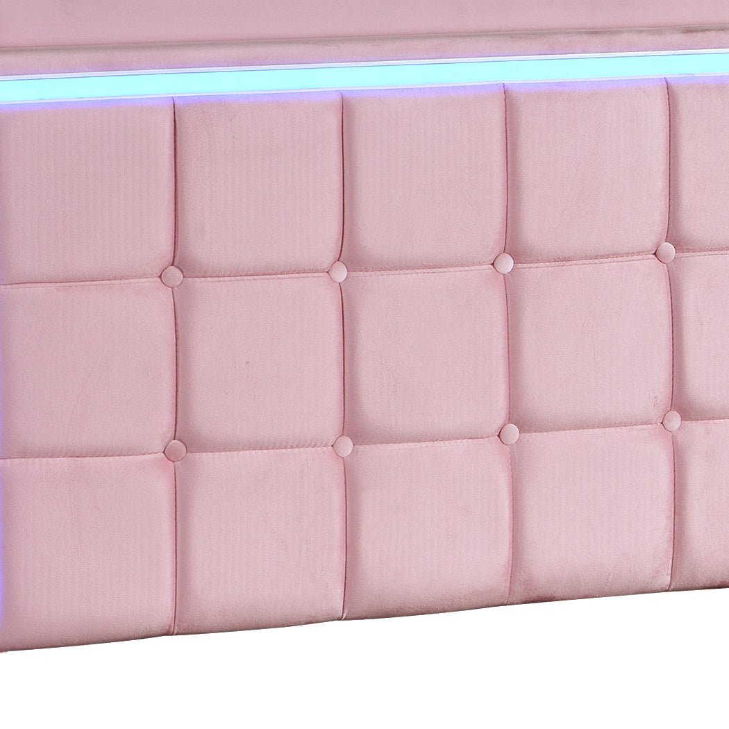 Evangeline Single Floating LED Bed – Pink - Rivercity House & Home Co. (ABN 18 642 972 209) - Affordable Modern Furniture Australia