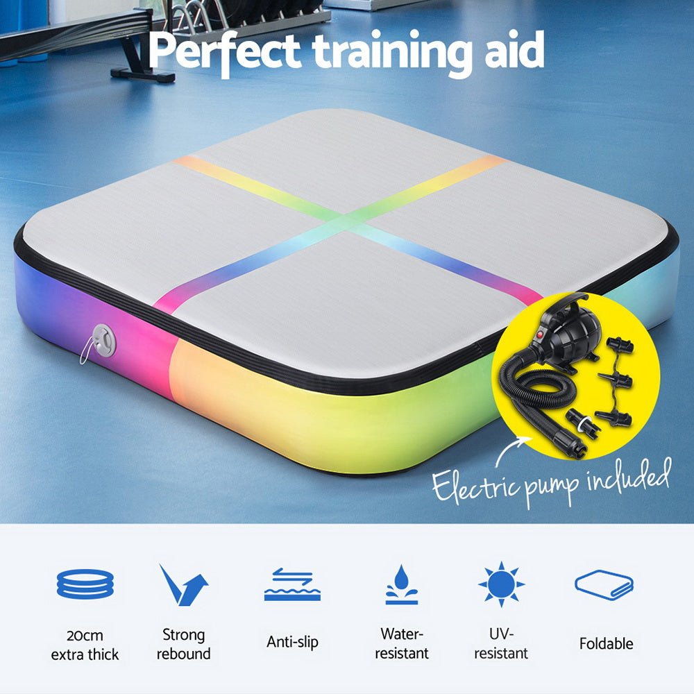 Everfit 1m Air Track Mat Inflatable Gymnastics Tumbling Mat W/ Pump Colourful - Sports & Fitness > Exercise, Gym and Fitness - Rivercity House & Home Co. (ABN 18 642 972 209) - Affordable Modern Furniture Australia