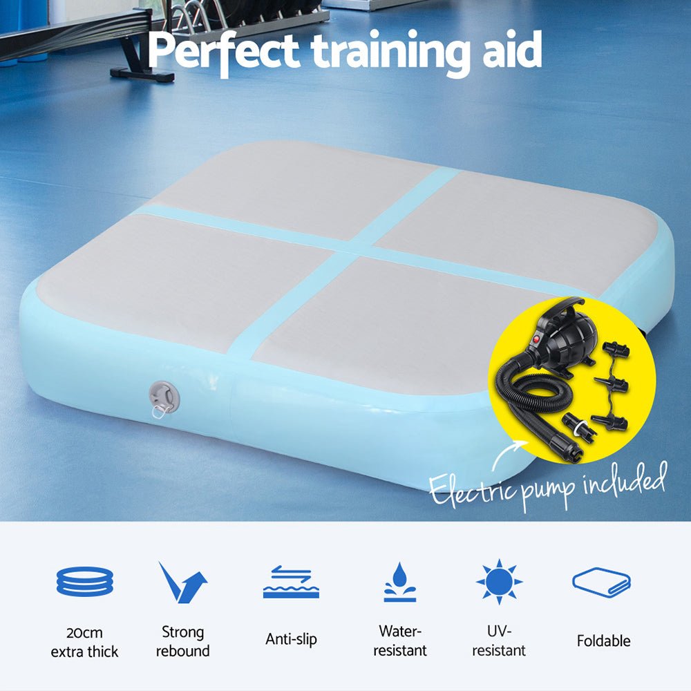 Everfit 1m Air Track Mat Inflatable Gymnastics Tumbling Mat W/ Pump Mint Green - Sports & Fitness > Exercise, Gym and Fitness - Rivercity House & Home Co. (ABN 18 642 972 209) - Affordable Modern Furniture Australia