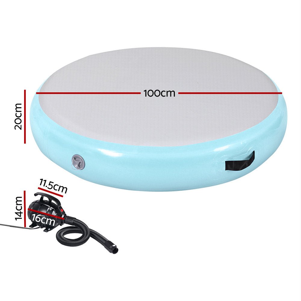 Everfit 1m Air Track Spot Inflatable Gymnastics Tumbling Mat Round W/ Pump Green - Sports & Fitness > Exercise, Gym and Fitness - Rivercity House & Home Co. (ABN 18 642 972 209) - Affordable Modern Furniture Australia