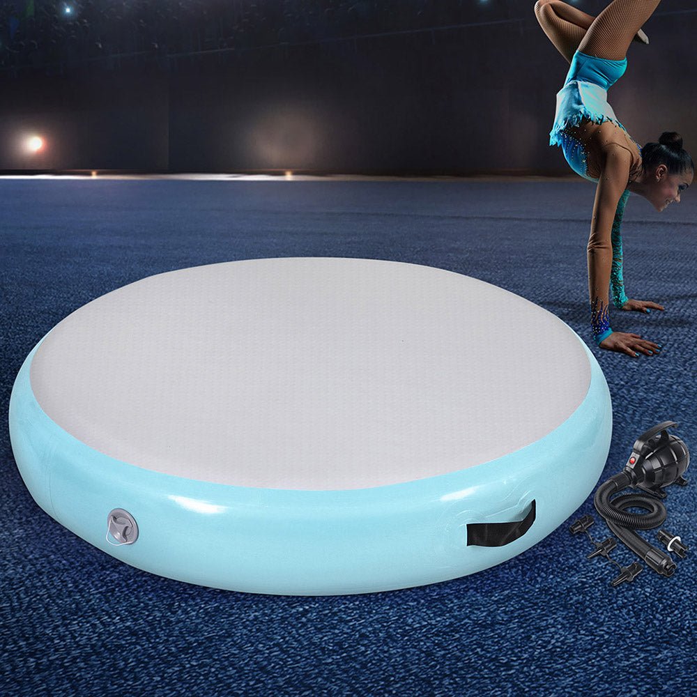 Everfit 1m Air Track Spot Inflatable Gymnastics Tumbling Mat Round W/ Pump Green - Sports & Fitness > Exercise, Gym and Fitness - Rivercity House & Home Co. (ABN 18 642 972 209) - Affordable Modern Furniture Australia
