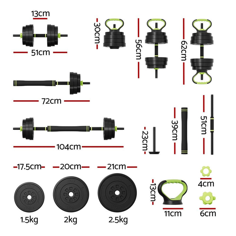 Everfit 25kg Adjustable Dumbbells Set Kettle Bell Weight Plates Barbells Gym - Sports & Fitness > Exercise, Gym and Fitness - Rivercity House & Home Co. (ABN 18 642 972 209) - Affordable Modern Furniture Australia