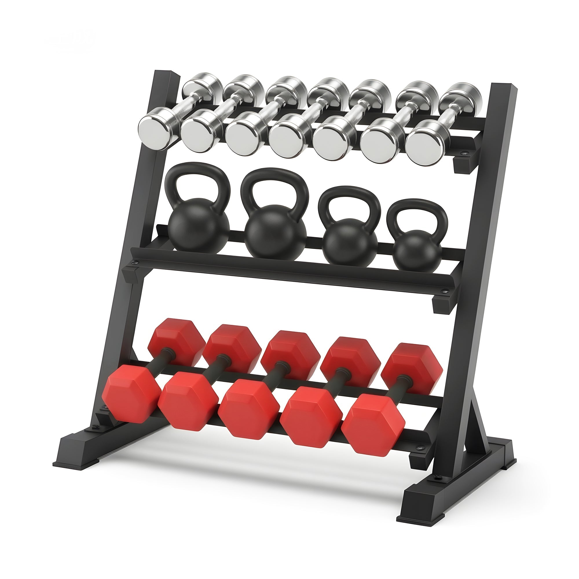 Everfit 3 - Tier Heavy Duty Dumbbell Rack 300kg Capacity - Black - Sports & Fitness > Exercise, Gym & Fitness > Gym Equipment & Accessories - Rivercity House & Home Co. (ABN 18 642 972 209) - Affordable Modern Furniture Australia