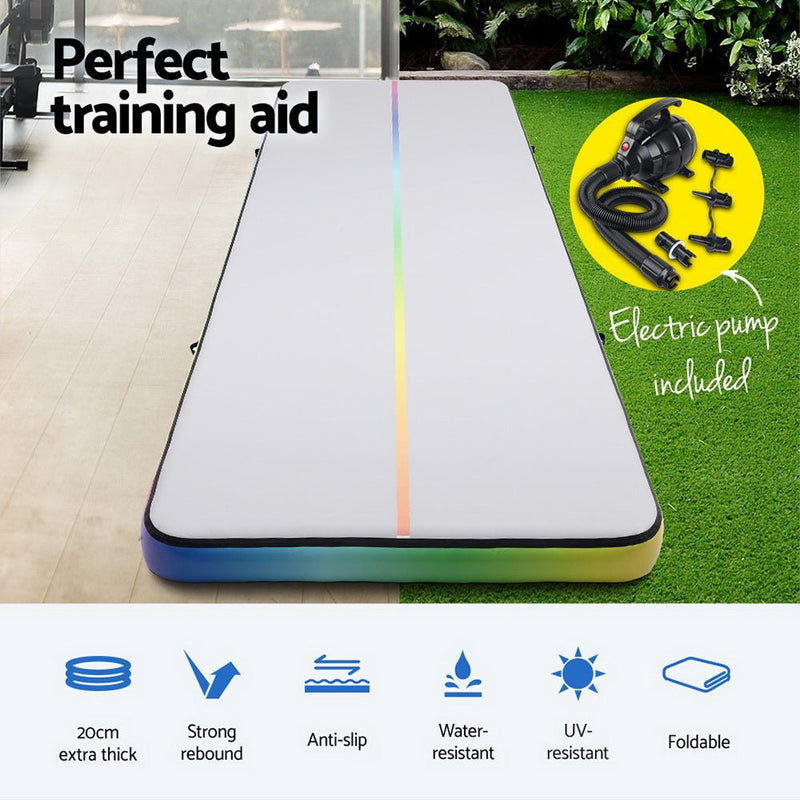 Everfit 6M Air Track Mat Inflatable Gymnastics Tumbling Mat W/ Pump Colourful - Sports & Fitness > Exercise, Gym and Fitness - Rivercity House & Home Co. (ABN 18 642 972 209) - Affordable Modern Furniture Australia