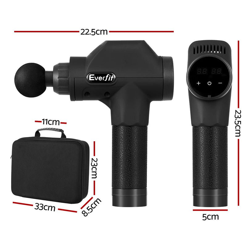 Everfit Massage Gun 30 Speed 8 Heads Chargeable Black - Sports & Fitness > Fitness Accessories - Rivercity House & Home Co. (ABN 18 642 972 209) - Affordable Modern Furniture Australia