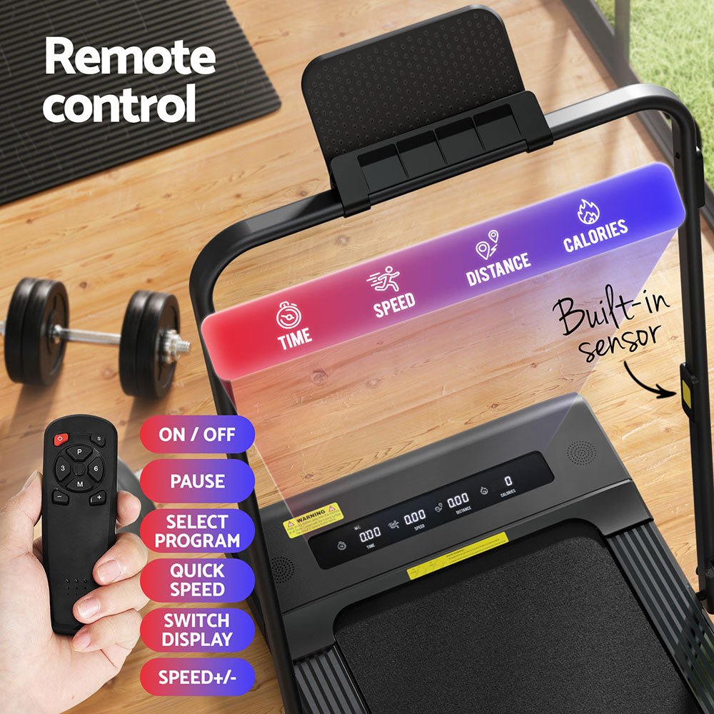 Everfit Treadmill Electric Walking Pad Under Desk Home Gym Fitness 400mm Black - Sports & Fitness > Exercise, Gym & Fitness > Treadmills - Rivercity House & Home Co. (ABN 18 642 972 209) - Affordable Modern Furniture Australia