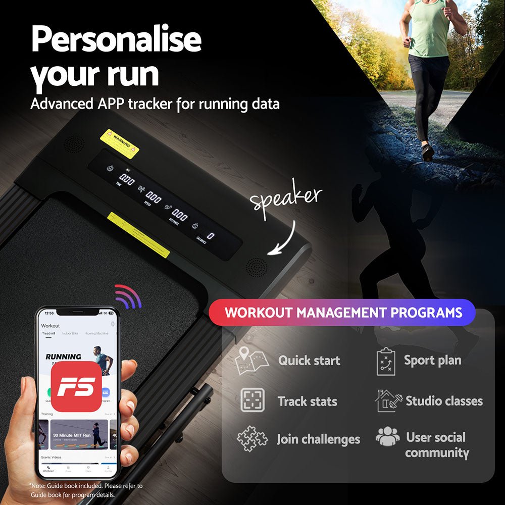 Everfit Treadmill Electric Walking Pad Under Desk Home Gym Fitness 400mm Black - Sports & Fitness > Exercise, Gym & Fitness > Treadmills - Rivercity House & Home Co. (ABN 18 642 972 209) - Affordable Modern Furniture Australia