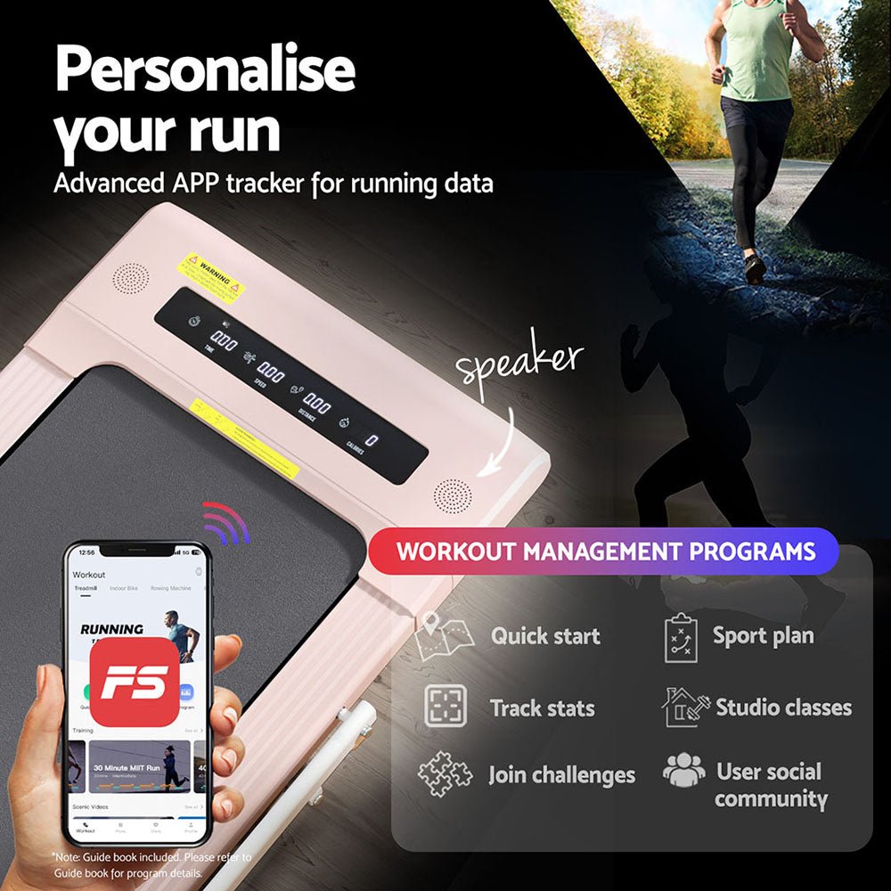 Everfit Treadmill Electric Walking Pad Under Desk Home Gym Fitness 400mm Pink - Sports & Fitness > Exercise, Gym & Fitness > Treadmills - Rivercity House & Home Co. (ABN 18 642 972 209) - Affordable Modern Furniture Australia