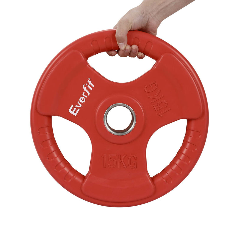 Everfit Weight Plates Standard 15kg Dumbbell Barbell Plate Weight Lifting Home Gym Red - Sports & Fitness > Exercise, Gym and Fitness - Rivercity House & Home Co. (ABN 18 642 972 209) - Affordable Modern Furniture Australia