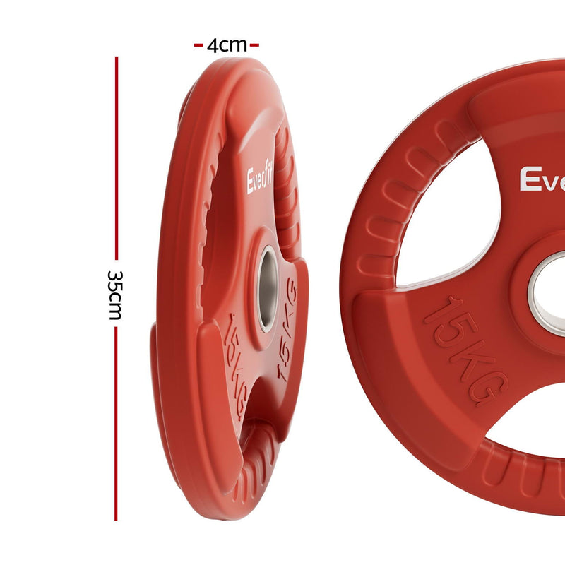 Everfit Weight Plates Standard 15kg Dumbbell Barbell Plate Weight Lifting Home Gym Red - Sports & Fitness > Exercise, Gym and Fitness - Rivercity House & Home Co. (ABN 18 642 972 209) - Affordable Modern Furniture Australia