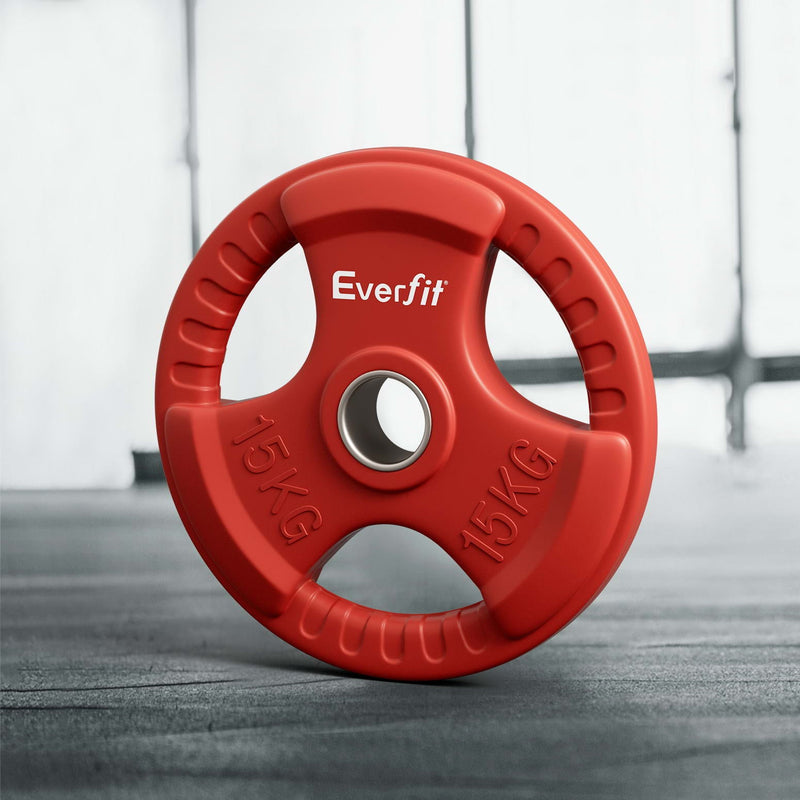 Everfit Weight Plates Standard 15kg Dumbbell Barbell Plate Weight Lifting Home Gym Red - Sports & Fitness > Exercise, Gym and Fitness - Rivercity House & Home Co. (ABN 18 642 972 209) - Affordable Modern Furniture Australia