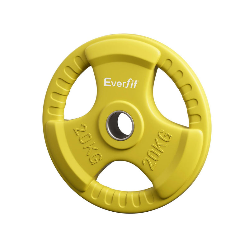 Everfit Weight Plates Standard 20kg Dumbbell Barbell Plate Weight Lifting Home Gym Yellow - Sports & Fitness > Exercise, Gym and Fitness - Rivercity House & Home Co. (ABN 18 642 972 209) - Affordable Modern Furniture Australia