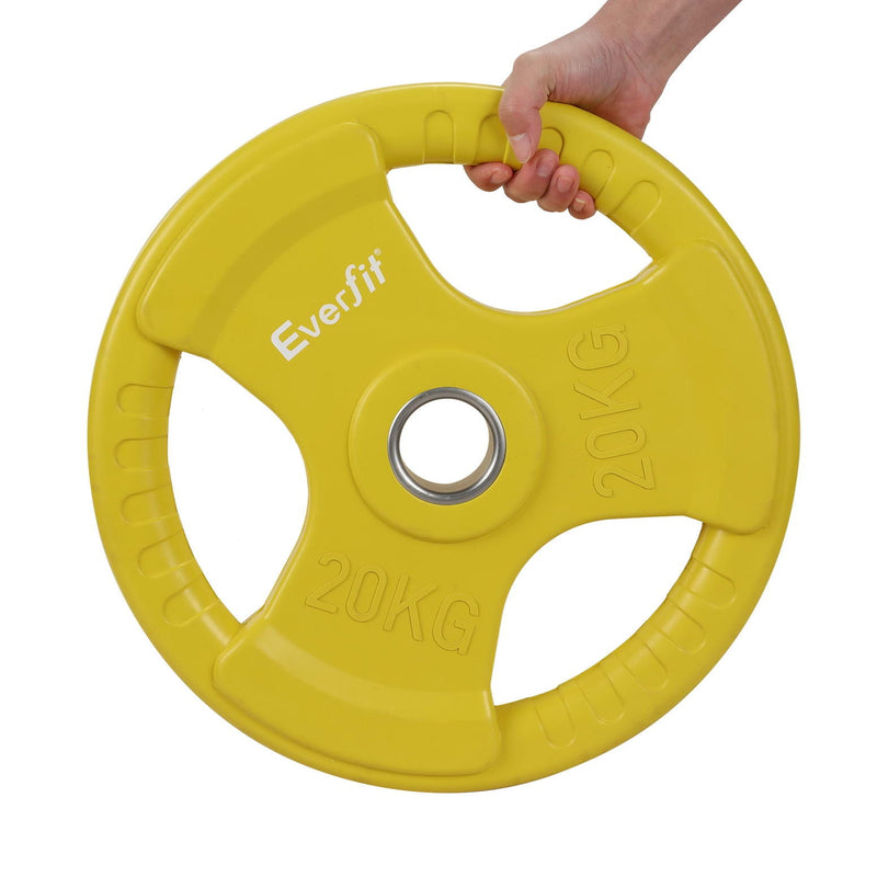 Everfit Weight Plates Standard 20kg Dumbbell Barbell Plate Weight Lifting Home Gym Yellow - Sports & Fitness > Exercise, Gym and Fitness - Rivercity House & Home Co. (ABN 18 642 972 209) - Affordable Modern Furniture Australia