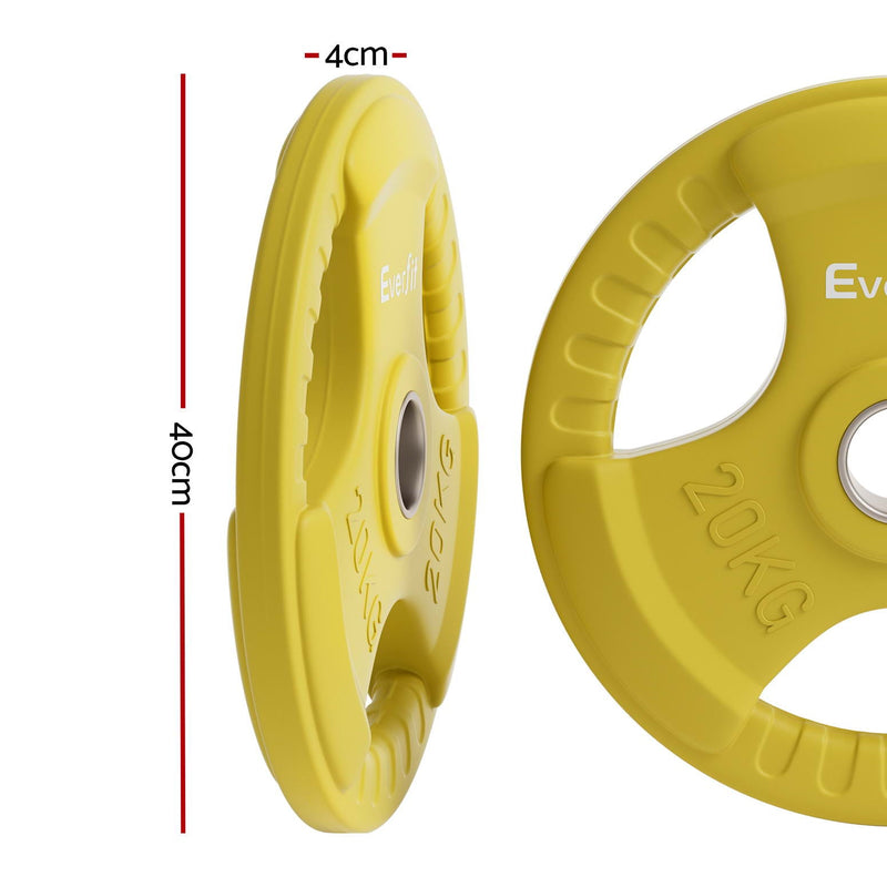 Everfit Weight Plates Standard 20kg Dumbbell Barbell Plate Weight Lifting Home Gym Yellow - Sports & Fitness > Exercise, Gym and Fitness - Rivercity House & Home Co. (ABN 18 642 972 209) - Affordable Modern Furniture Australia