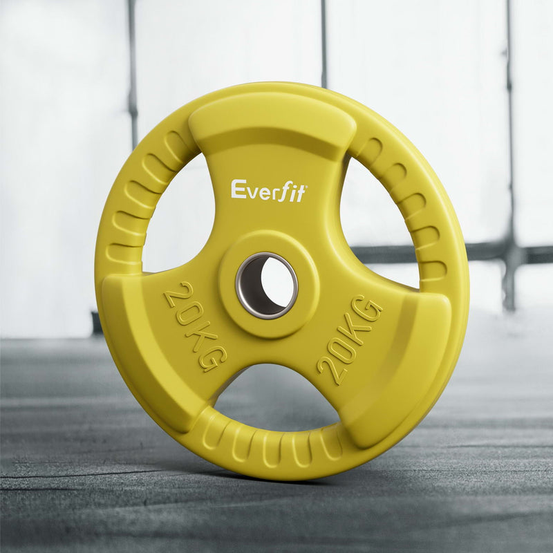 Everfit Weight Plates Standard 20kg Dumbbell Barbell Plate Weight Lifting Home Gym Yellow - Sports & Fitness > Exercise, Gym and Fitness - Rivercity House & Home Co. (ABN 18 642 972 209) - Affordable Modern Furniture Australia