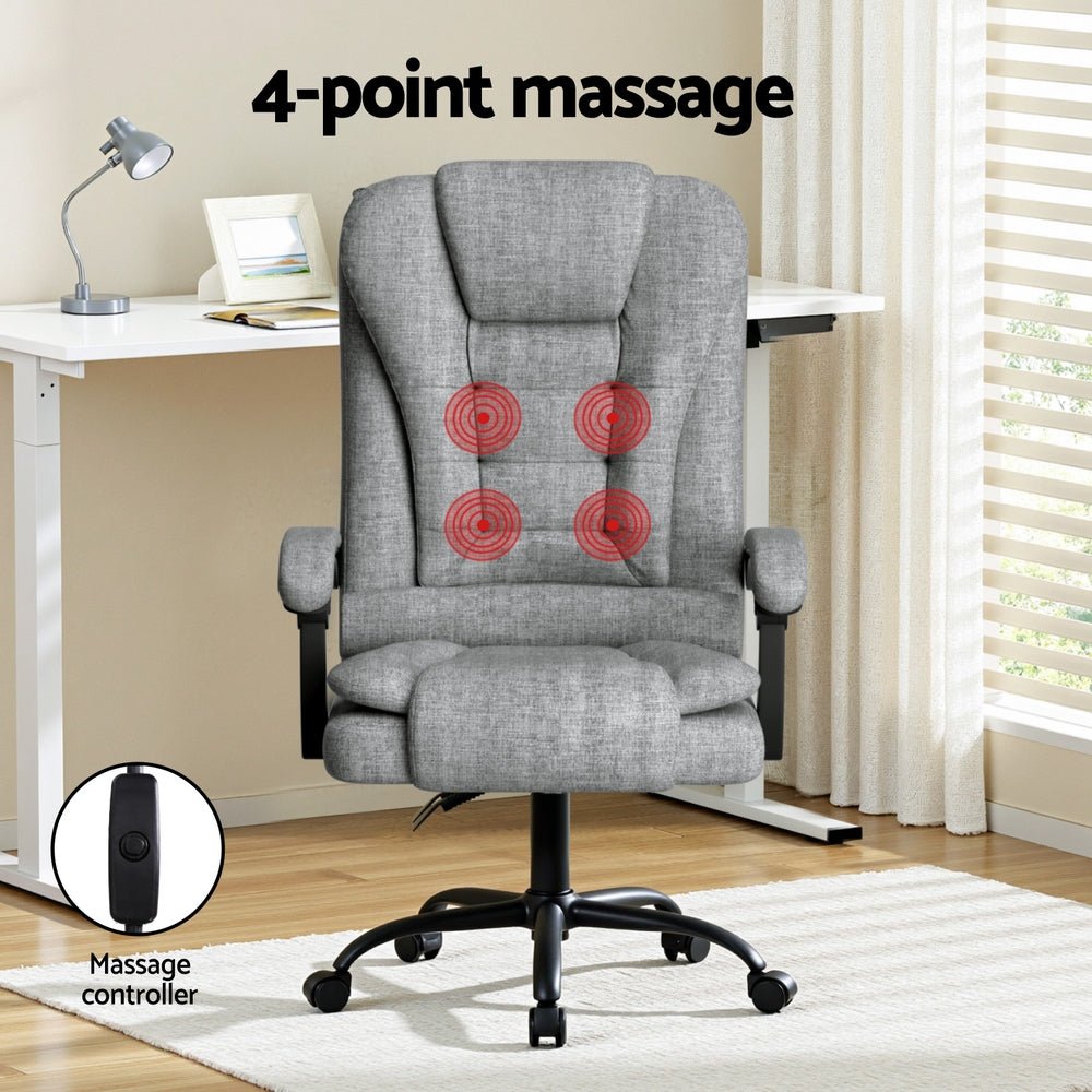 Executive Office Chair 4 - Point Massage Adjustable Ergonomic Recline Back - Furniture > Office > Office & Desk Chairs - Rivercity House & Home Co. (ABN 18 642 972 209) - Affordable Modern Furniture Australia