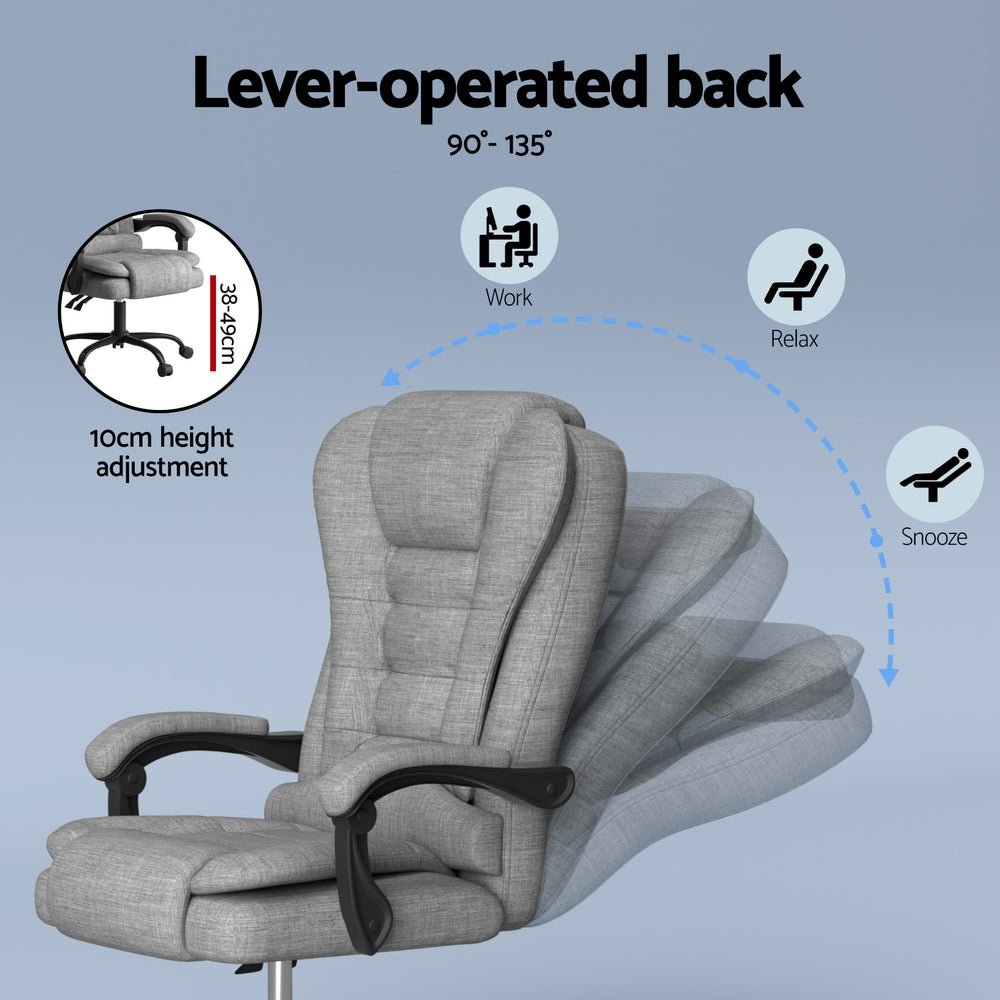 Executive Office Chair 4 - Point Massage Adjustable Ergonomic Recline Back - Furniture > Office > Office & Desk Chairs - Rivercity House & Home Co. (ABN 18 642 972 209) - Affordable Modern Furniture Australia