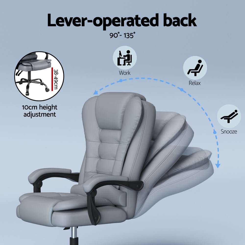 Executive Office Chair 4 - Point Massage Adjustable Ergonomic Recline PU - Furniture > Bar Stools & Chairs > Massage Chairs - Rivercity House & Home Co. (ABN 18 642 972 209) - Affordable Modern Furniture Australia