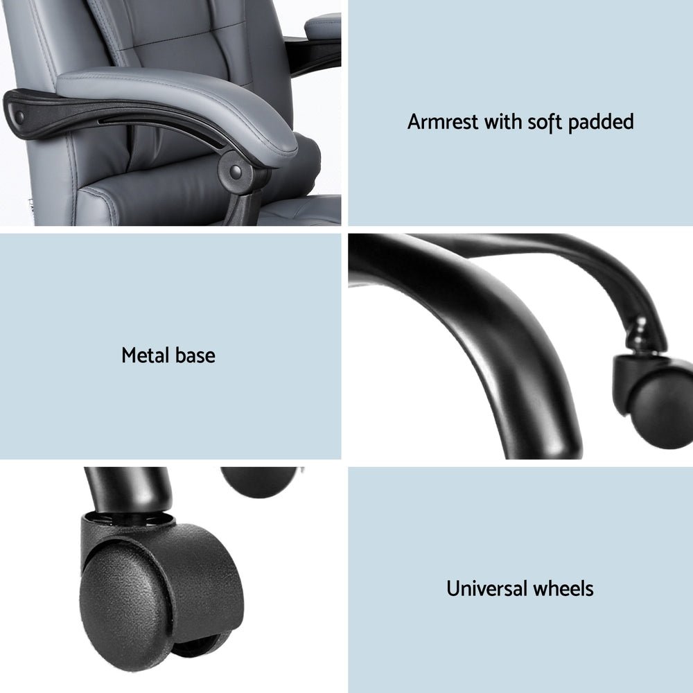 Executive Office Chair 4 - Point Massage Adjustable Ergonomic Recline PU - Furniture > Bar Stools & Chairs > Massage Chairs - Rivercity House & Home Co. (ABN 18 642 972 209) - Affordable Modern Furniture Australia