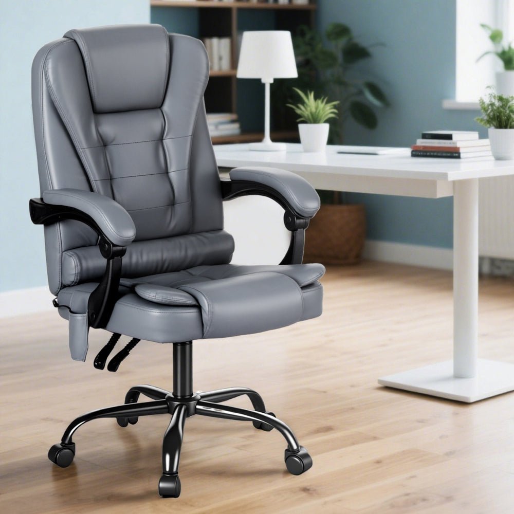 Executive Office Chair 4 - Point Massage Adjustable Ergonomic Recline PU - Furniture > Bar Stools & Chairs > Massage Chairs - Rivercity House & Home Co. (ABN 18 642 972 209) - Affordable Modern Furniture Australia