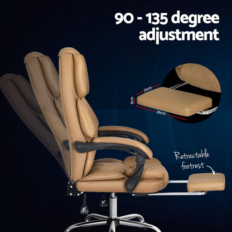 Executive Office Chair Leather Footrest Espresso - Furniture > Bar Stools & Chairs - Rivercity House & Home Co. (ABN 18 642 972 209) - Affordable Modern Furniture Australia