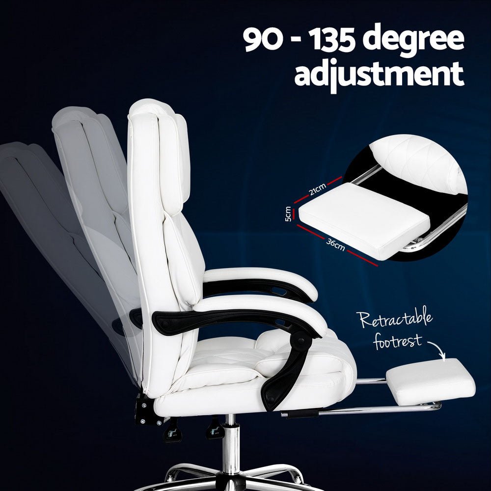 Executive Office Chair Leather Footrest White - Furniture > Bar Stools & Chairs - Rivercity House & Home Co. (ABN 18 642 972 209) - Affordable Modern Furniture Australia
